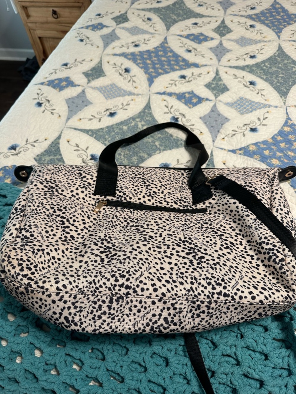 Stylish Black & White Spotted Tote Bag